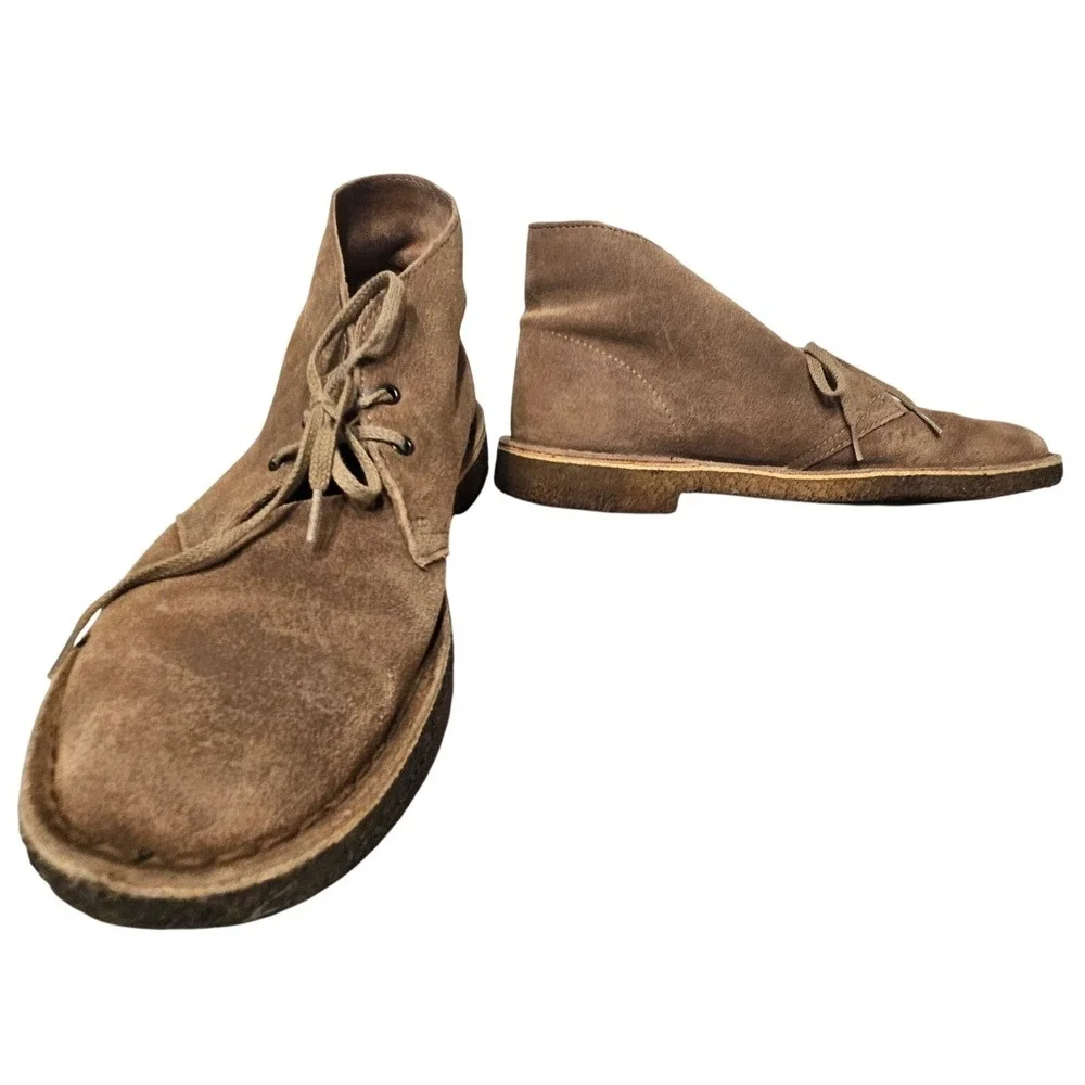 Clarks Originals Desert Boot‎ Mens Taupe Suede Leather Chukka Crepe Sole 9